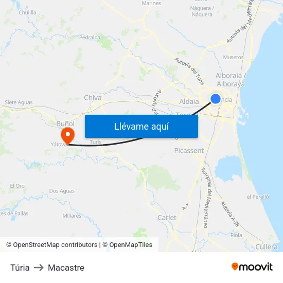 Túria to Macastre map