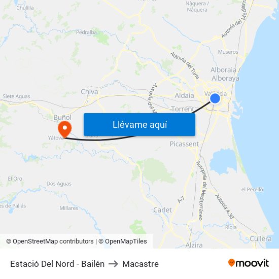 Estació Del Nord - Bailén to Macastre map