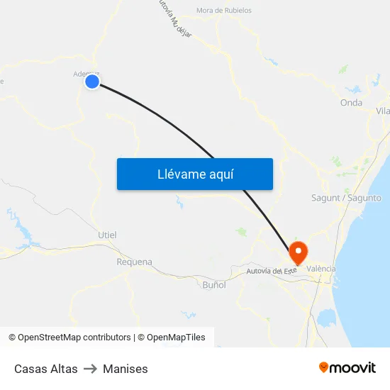 Casas Altas to Manises map