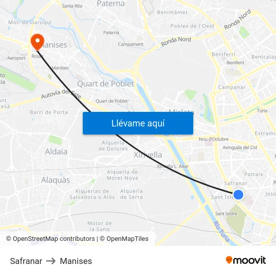 Safranar to Manises map