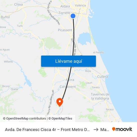 Avda. De Francesc Cisca 4r – Front Metro De Paiporta [Paiporta] to Manuel map