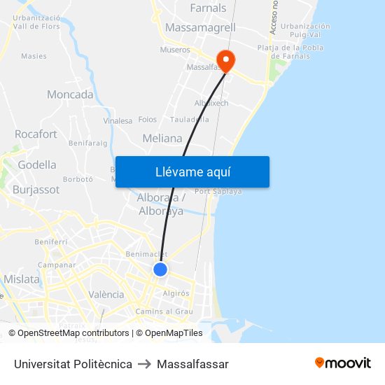 Universitat Politècnica to Massalfassar map