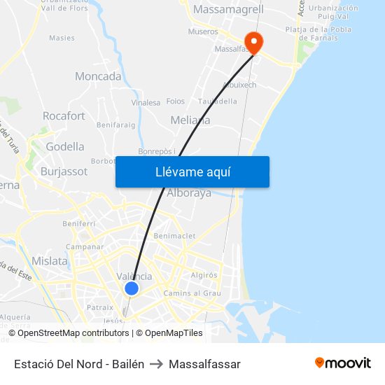 Estació Del Nord - Bailén to Massalfassar map