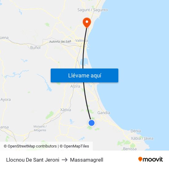Llocnou De Sant Jeroni to Massamagrell map