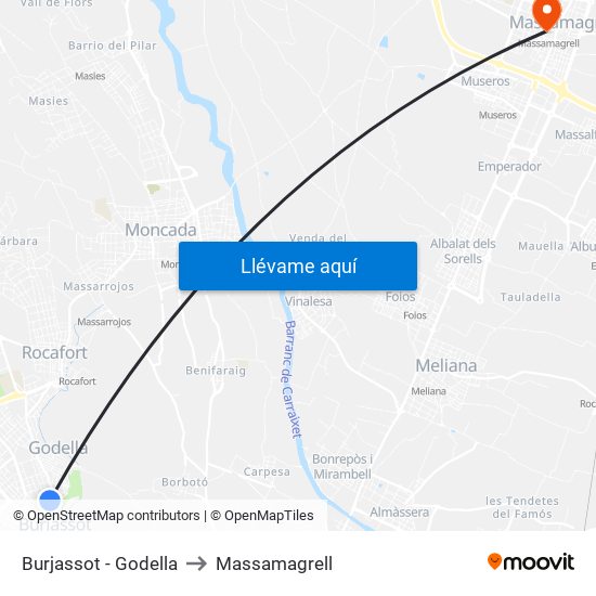 Burjassot - Godella to Massamagrell map