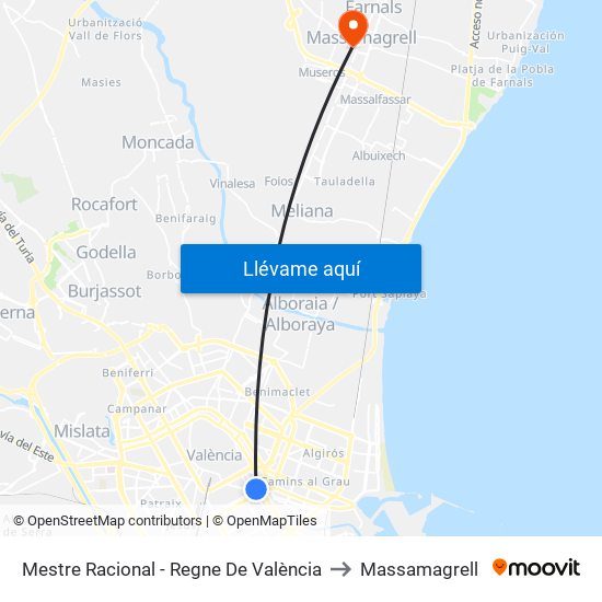Mestre Racional - Regne De València to Massamagrell map