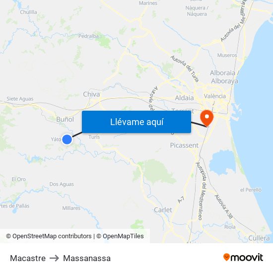 Macastre to Massanassa map