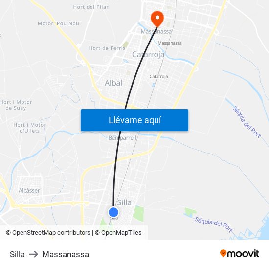 Silla to Massanassa map