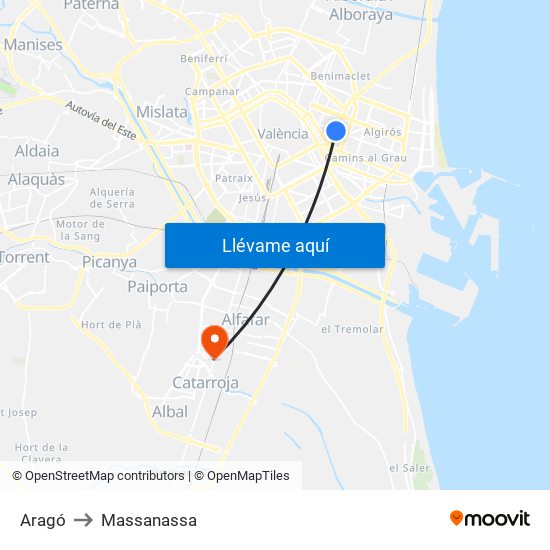 Aragó to Massanassa map