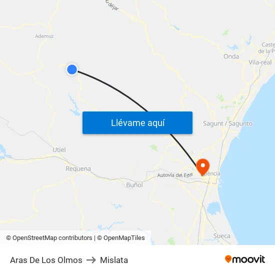Aras De Los Olmos to Mislata map