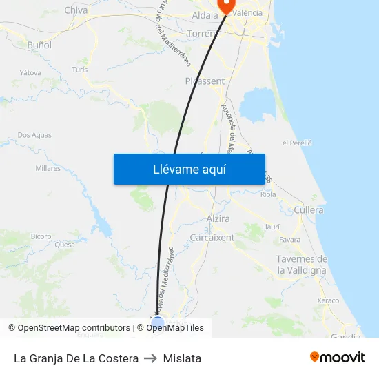 La Granja De La Costera to Mislata map