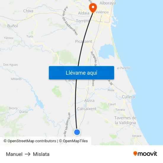 Manuel to Mislata map