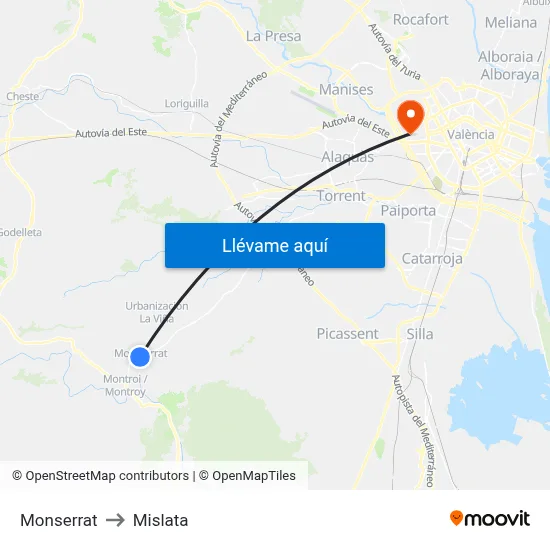 Monserrat to Mislata map