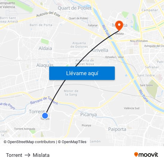 Torrent to Mislata map