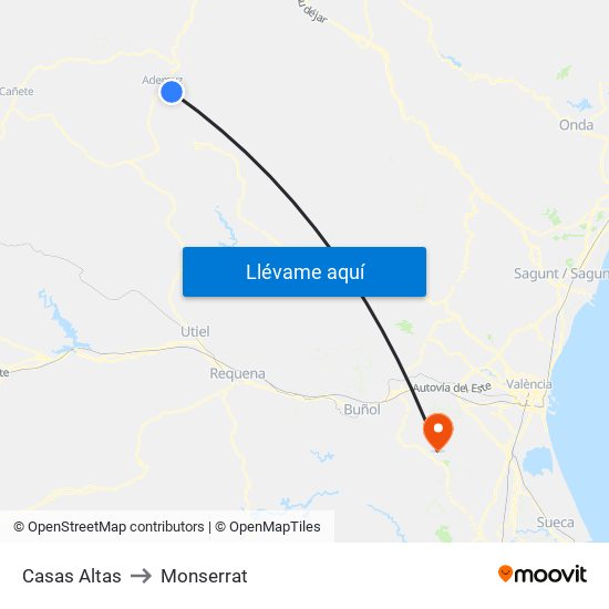 Casas Altas to Monserrat map