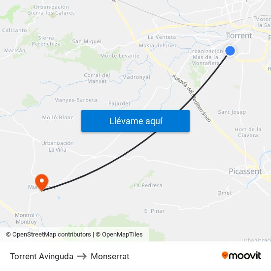 Torrent Avinguda to Monserrat map