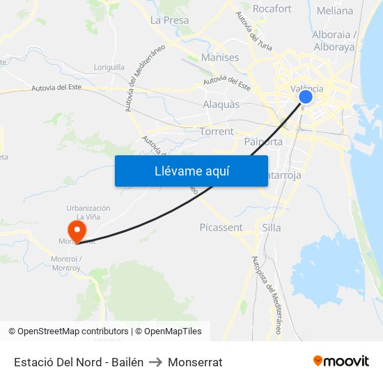 Estació Del Nord - Bailén to Monserrat map