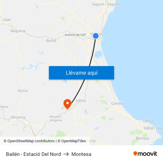 Estació Del Nord - Bailén to Montesa map