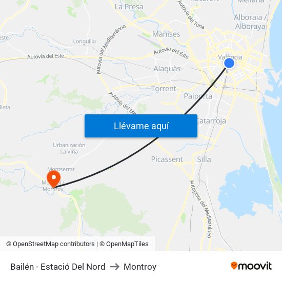 Estació Del Nord - Bailén to Montroy map