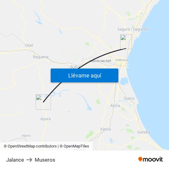 Jalance to Museros map