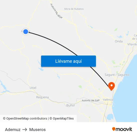 Ademuz to Museros map