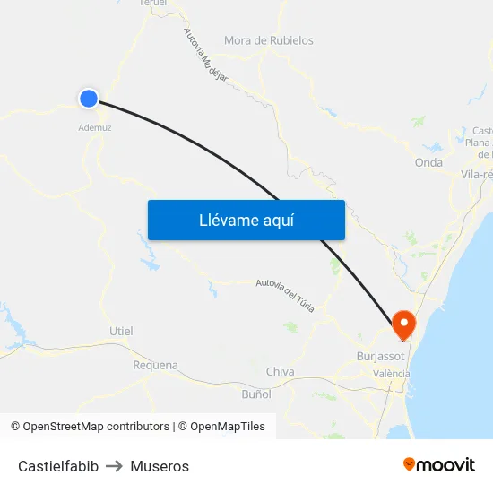 Castielfabib to Museros map