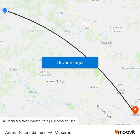 Arcos De Las Salinas to Museros map