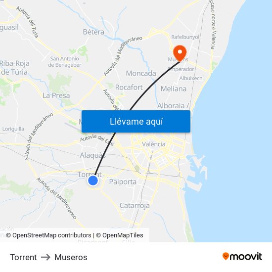 Torrent to Museros map