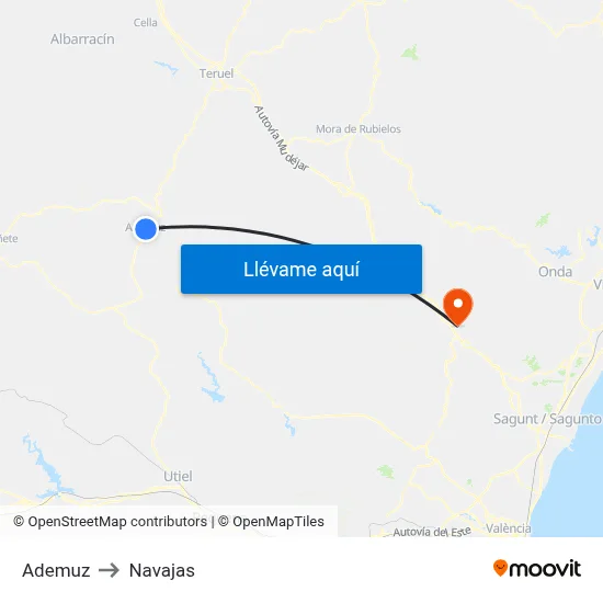 Ademuz to Navajas map