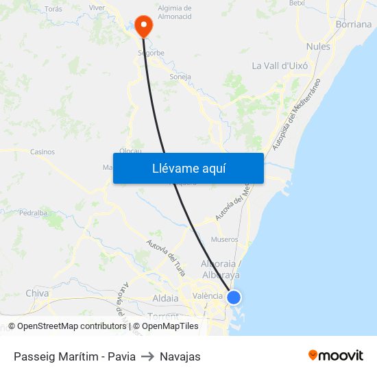 Passeig Marítim - Pavia to Navajas map