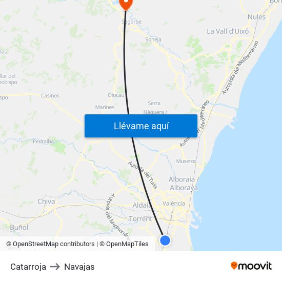 Catarroja to Navajas map