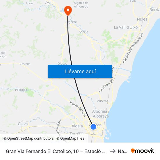 Gran Vía Fernando El Católico, 10 – Estació Metro Ángel Guimerá [València] to Navajas map