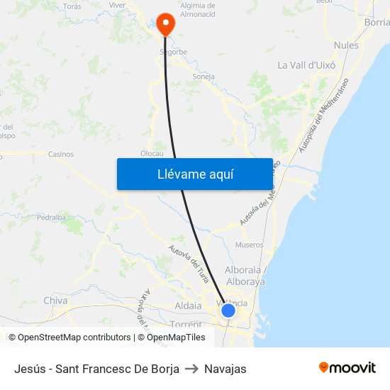 Jesús - Sant Francesc De Borja to Navajas map