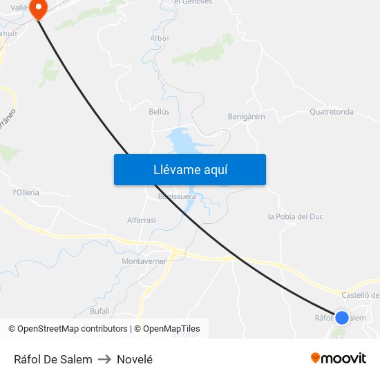 Ráfol De Salem to Novelé map