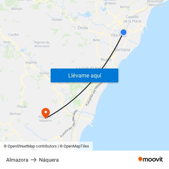 Almazora to Náquera map