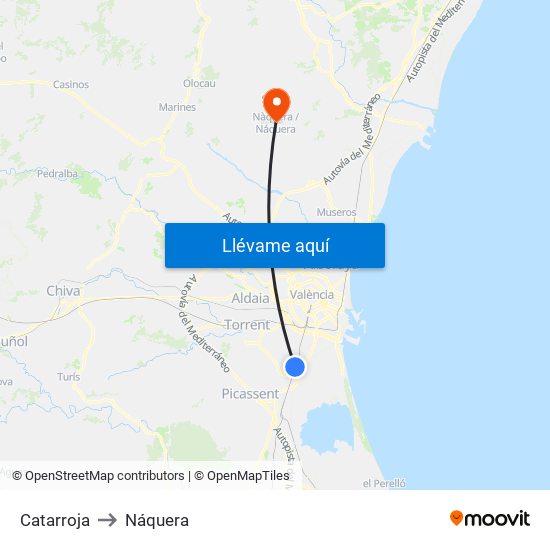 Catarroja to Náquera map