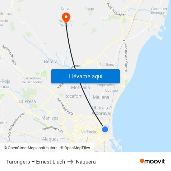 Tarongers – Ernest Lluch to Náquera map