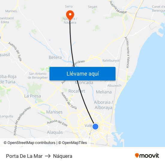 Porta De La Mar to Náquera map
