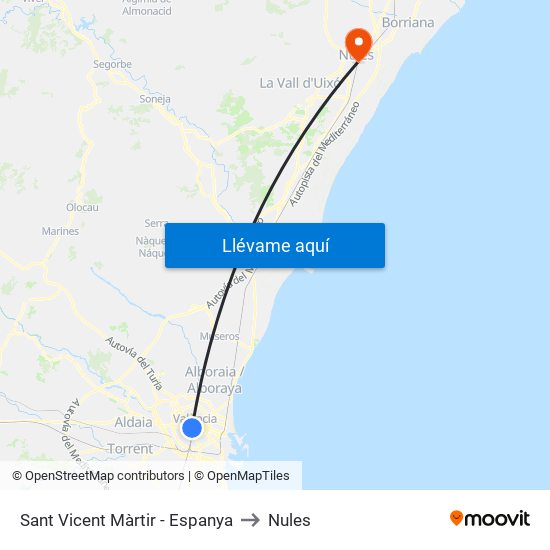 Sant Vicent Màrtir - Espanya to Nules map