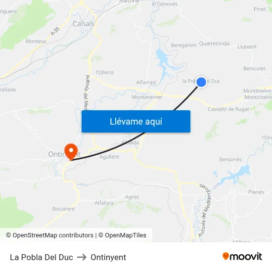 La Pobla Del Duc to Ontinyent map