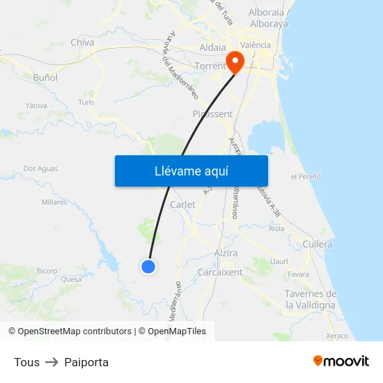 Tous to Paiporta map