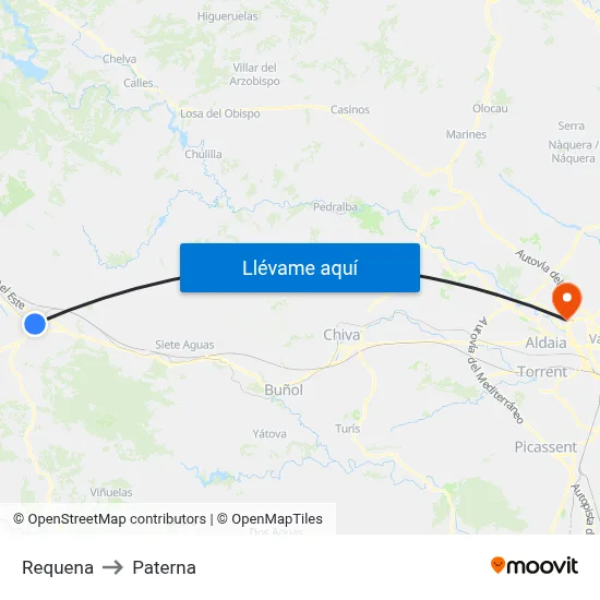 Requena to Paterna map
