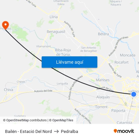 Estació Del Nord - Bailén to Pedralba map