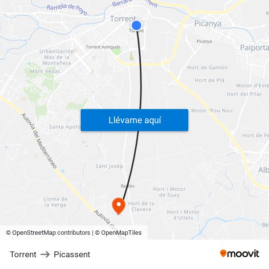 Torrent to Picassent map