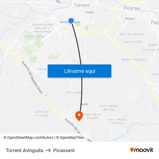 Torrent Avinguda to Picassent map