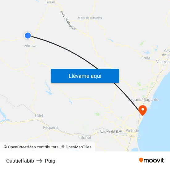 Castielfabib to Puig map