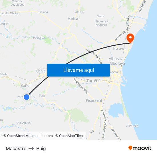 Macastre to Puig map