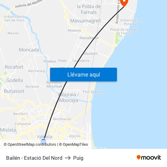 Estació Del Nord - Bailén to Puig map