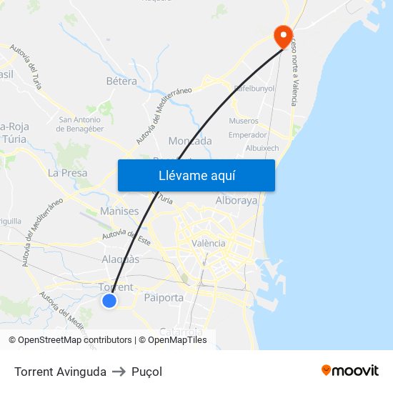 Torrent Avinguda to Puçol map
