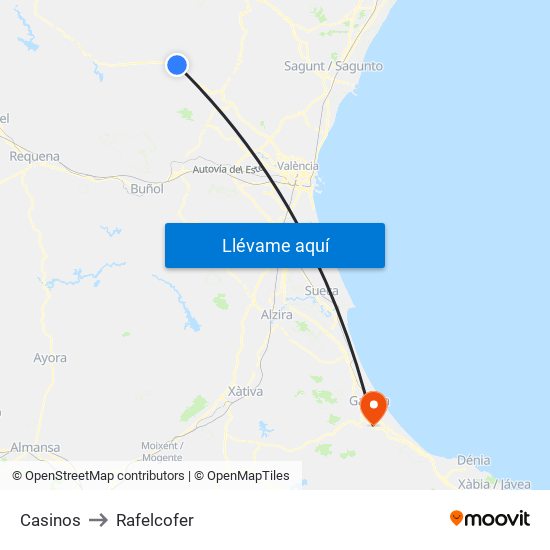 Casinos to Rafelcofer map